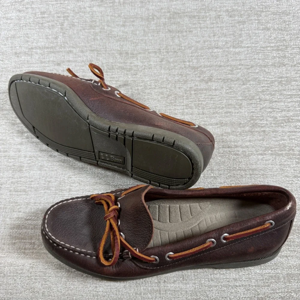 NEW L.L. Bean Boat Shoes Mens 9 Brown Casco Bay Tumbled Leather Loafers
